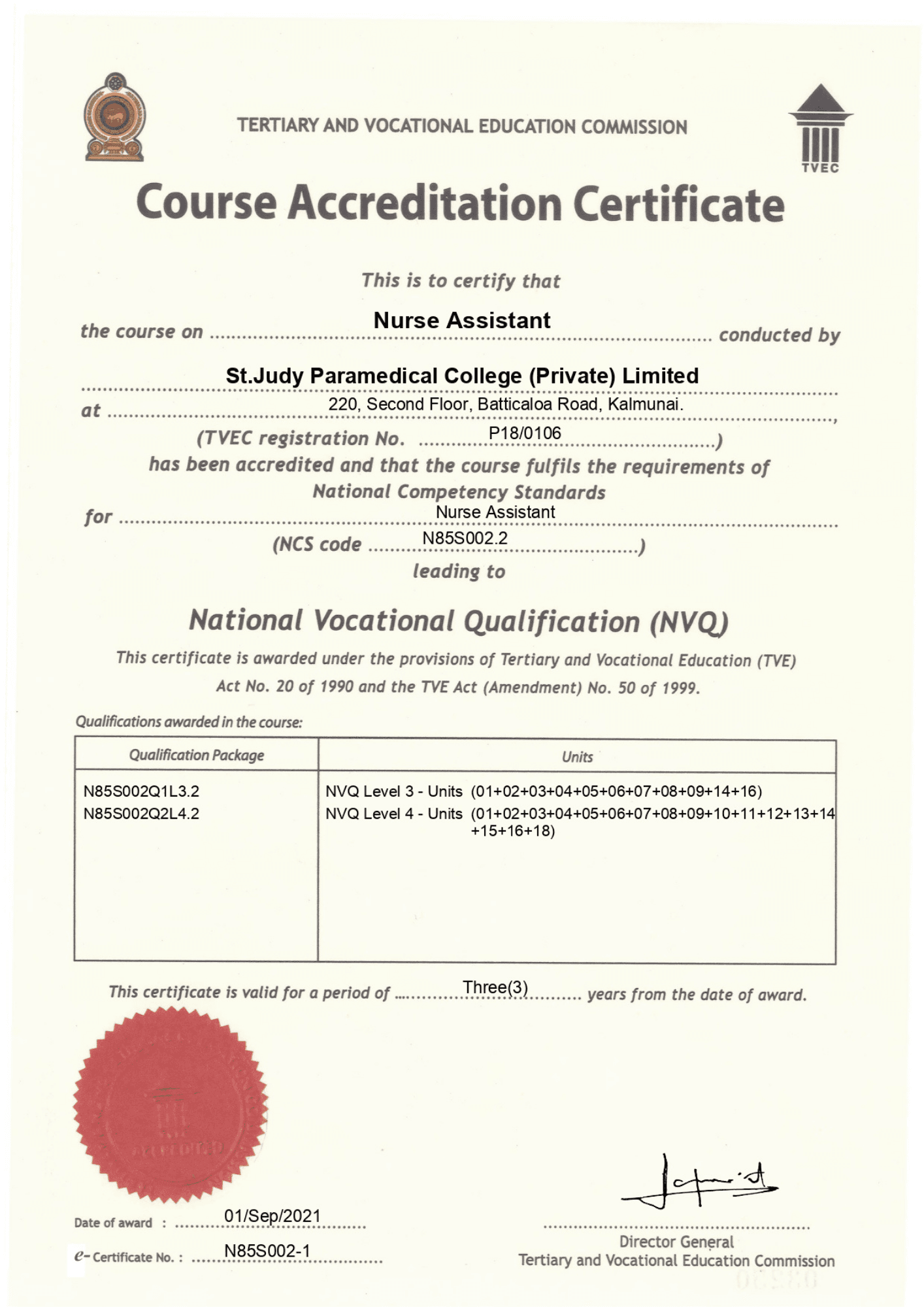 Official NVQ Certification Preview